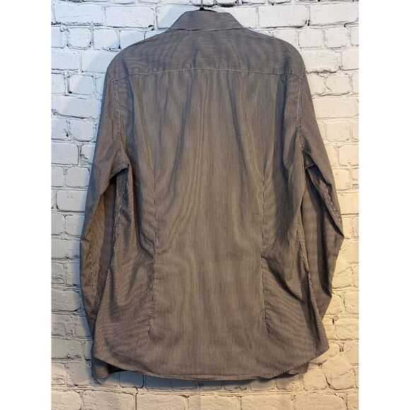 H&M Men's Black and White Small Check Long Sleeve Button Up Shirt Size M - Picture 2 of 11